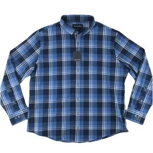Mizzen + Main Button Up Shirt Mens XXL Trim Fit Blue Plaid